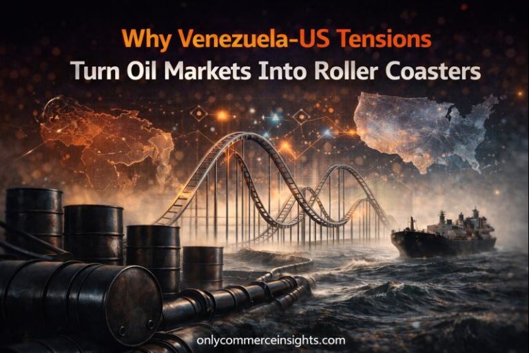 Visual representing oil market volatility driven by geopolitical tension.