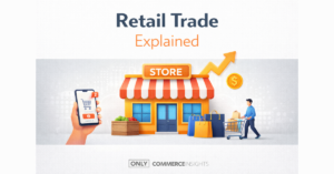 Retail trade store selling to customers illustration